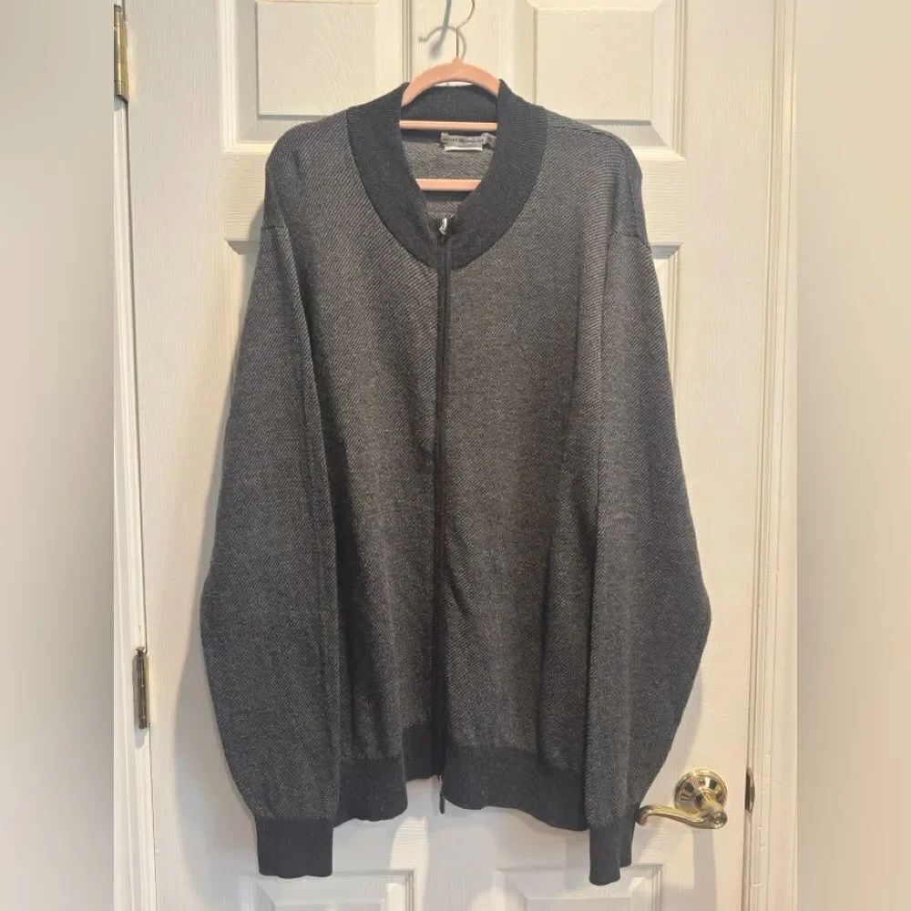 Peter Millar Charcoal Zip-Up Sweater merino wool and cotton size XXL